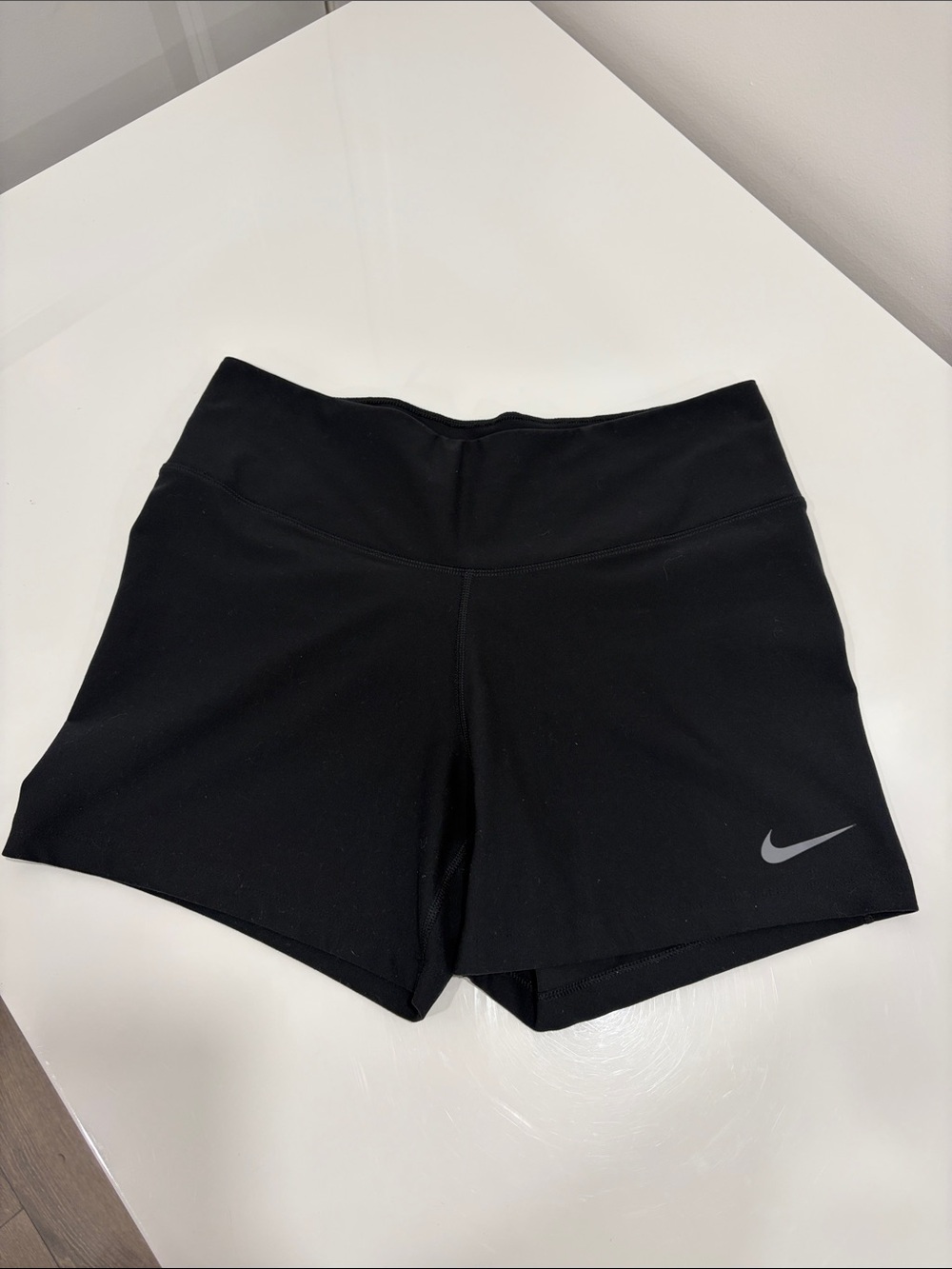 Nike Black High-Waist Athletic Shorts with Reflective Swoosh